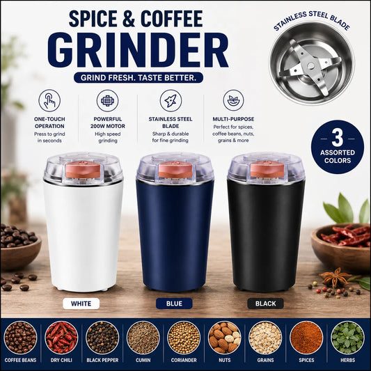 Compact Electric Spice & Coffee Grinder – 200W Multi-Purpose Grinder