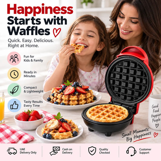 Electric Mini Waffle Maker – Compact 4" Non-Stick Breakfast Maker