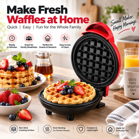 Electric Mini Waffle Maker – Compact 4" Non-Stick Breakfast Maker