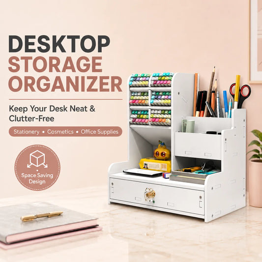 Desktop Organizer with Drawer UAE - Multifunctional Stationery & Cosmetic Storage Box