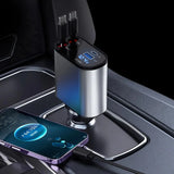4-in-1 Retractable Car Charger with USB-C Cables UAE - PD Fast Charging Adapter with LED Display
