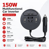 150W Car Power Inverter with USB & Type-C Ports – 12V/24V to 220V Car Charger