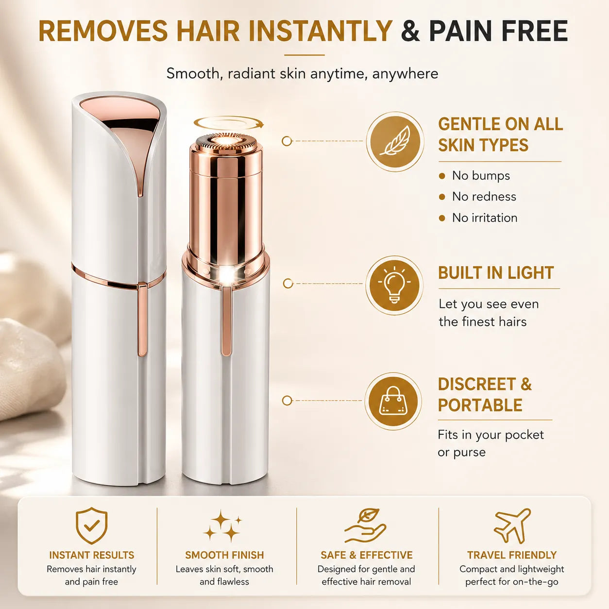 Facial Hair Remover for Women UAE - Lipstick Style Peach Fuzz Trimmer with Built-In Light