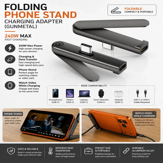 Folding Phone Stand Charging Adapter 240W UAE - USB-C Fast Charging & Data Transfer Stand