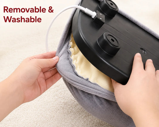 Plush Electric Foot Warmer Massager UAE - Heated Grey Foot Cushion with Vibration