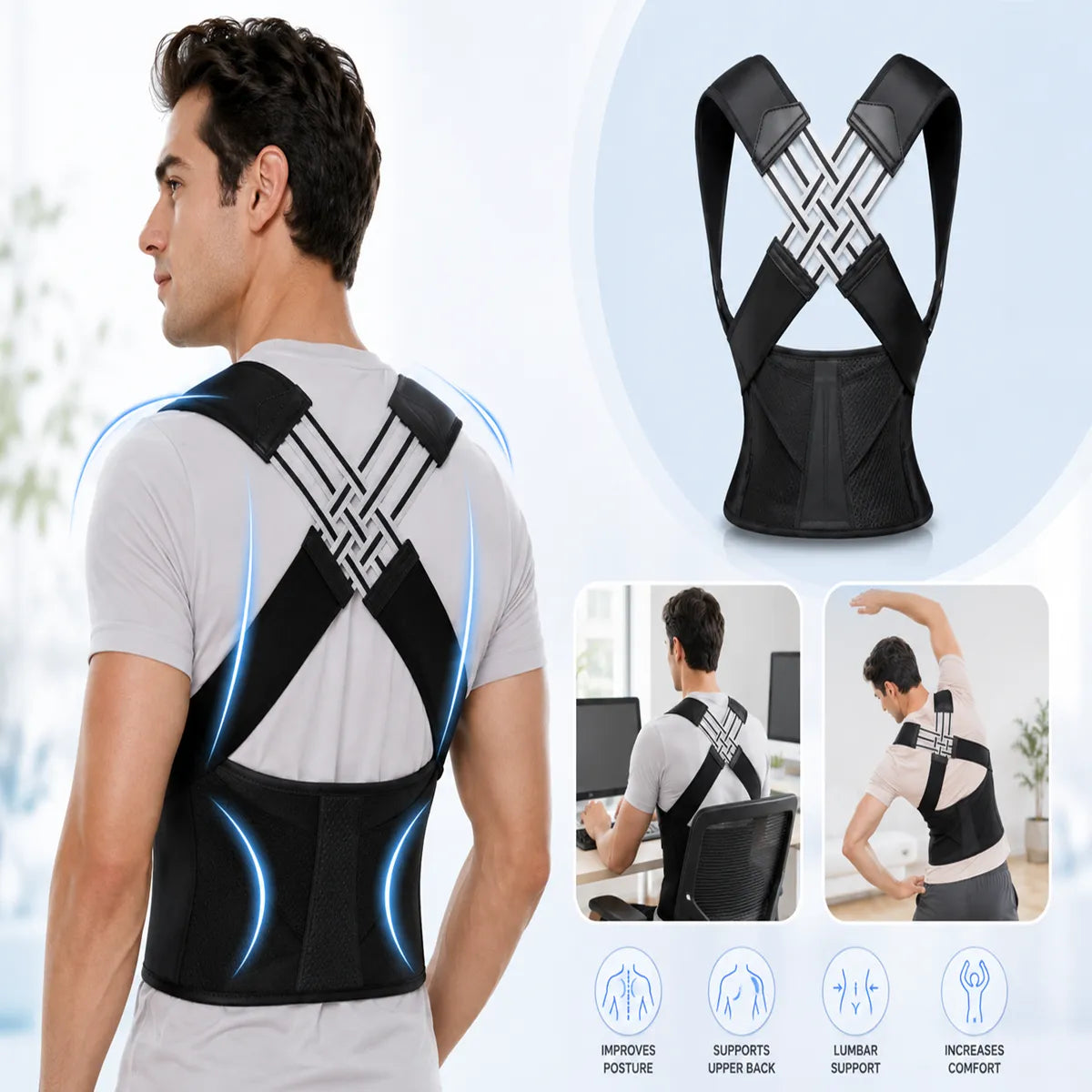 Adjustable Posture Corrector Back Brace UAE - Shoulder & Upper Back Support Belt