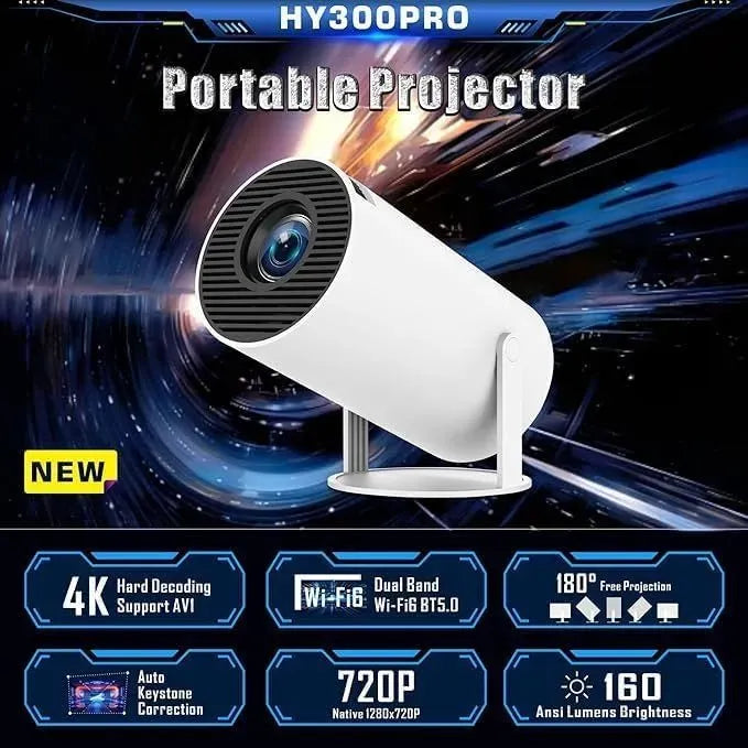 Smart Mini Android Projector UAE - 180° Rotating WiFi 6 Portable Home Cinema Projector