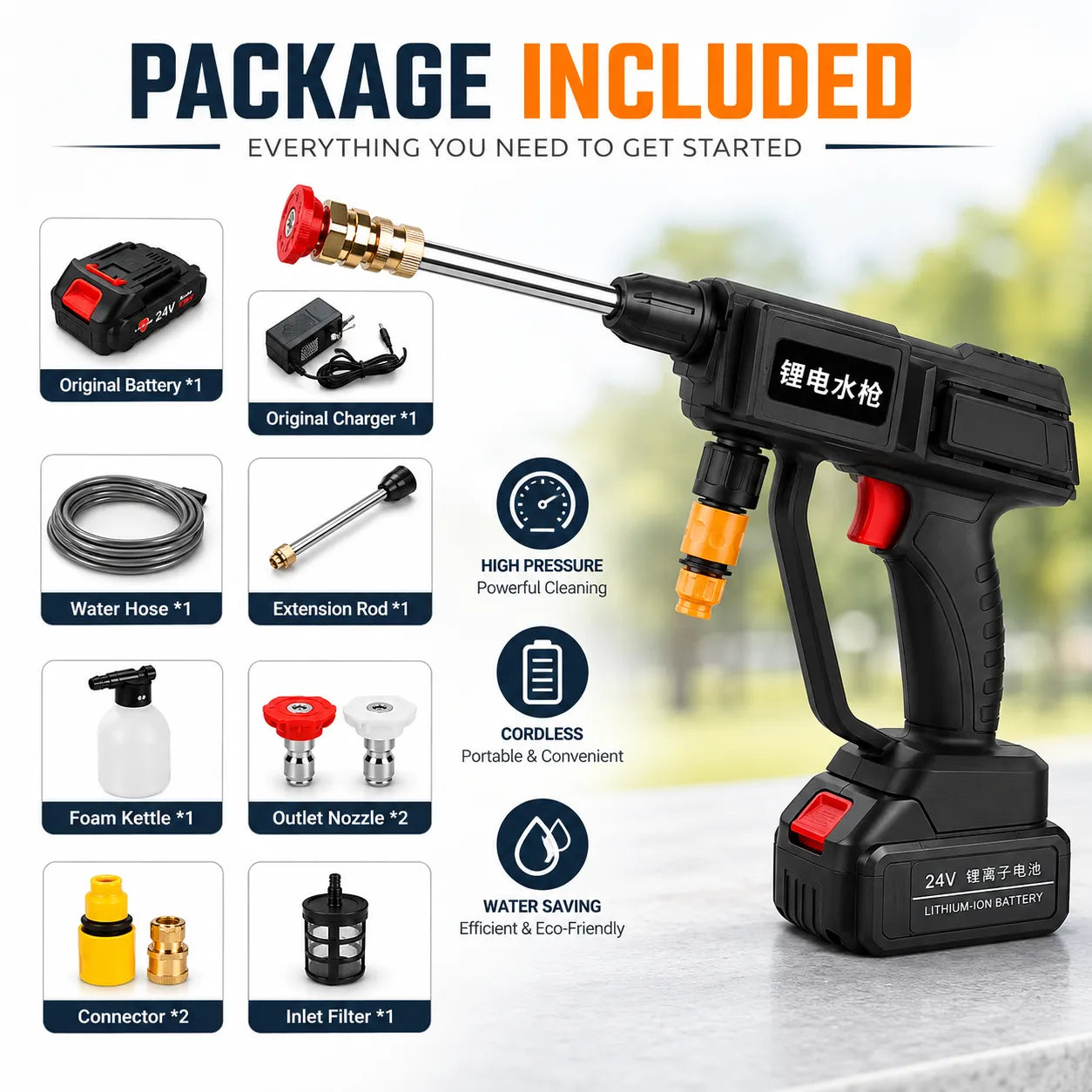 Cordless Pressure Washer UAE – Portable Rechargeable Car Washer