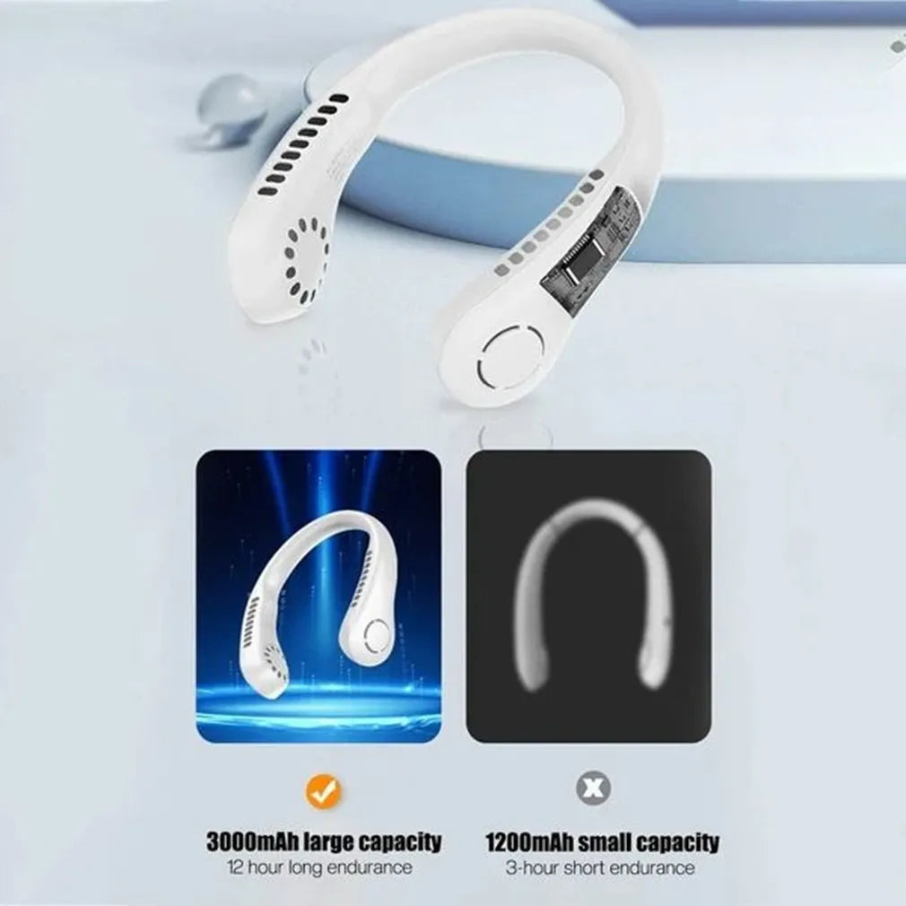 Vaneless Neck Hanging Fan UAE - Portable Bladeless Rechargeable Neck Fan with 3 Speeds