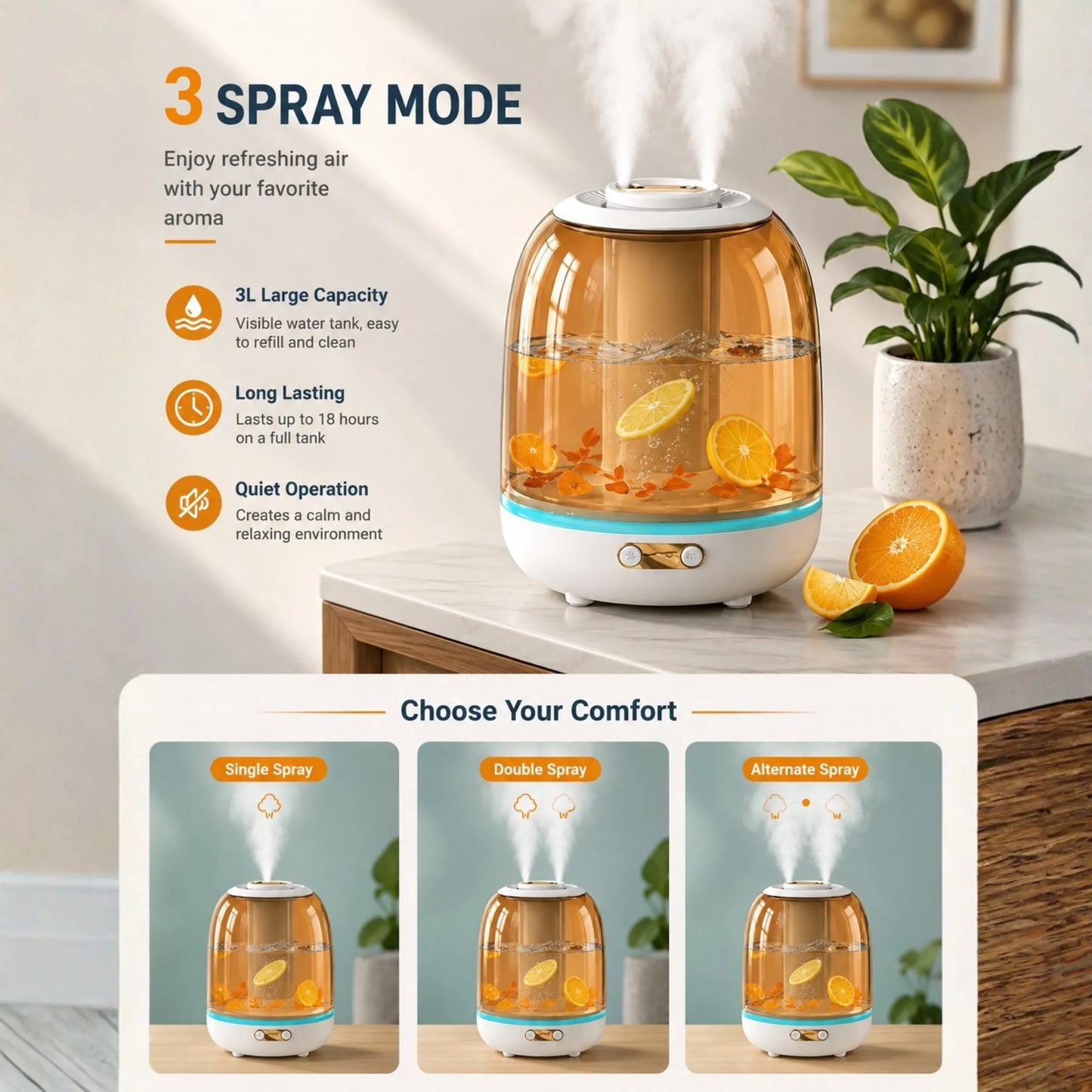 Model X21 Ultrasonic Room Humidifier UAE - USB Cool Mist Diffuser for Bedroom & Office