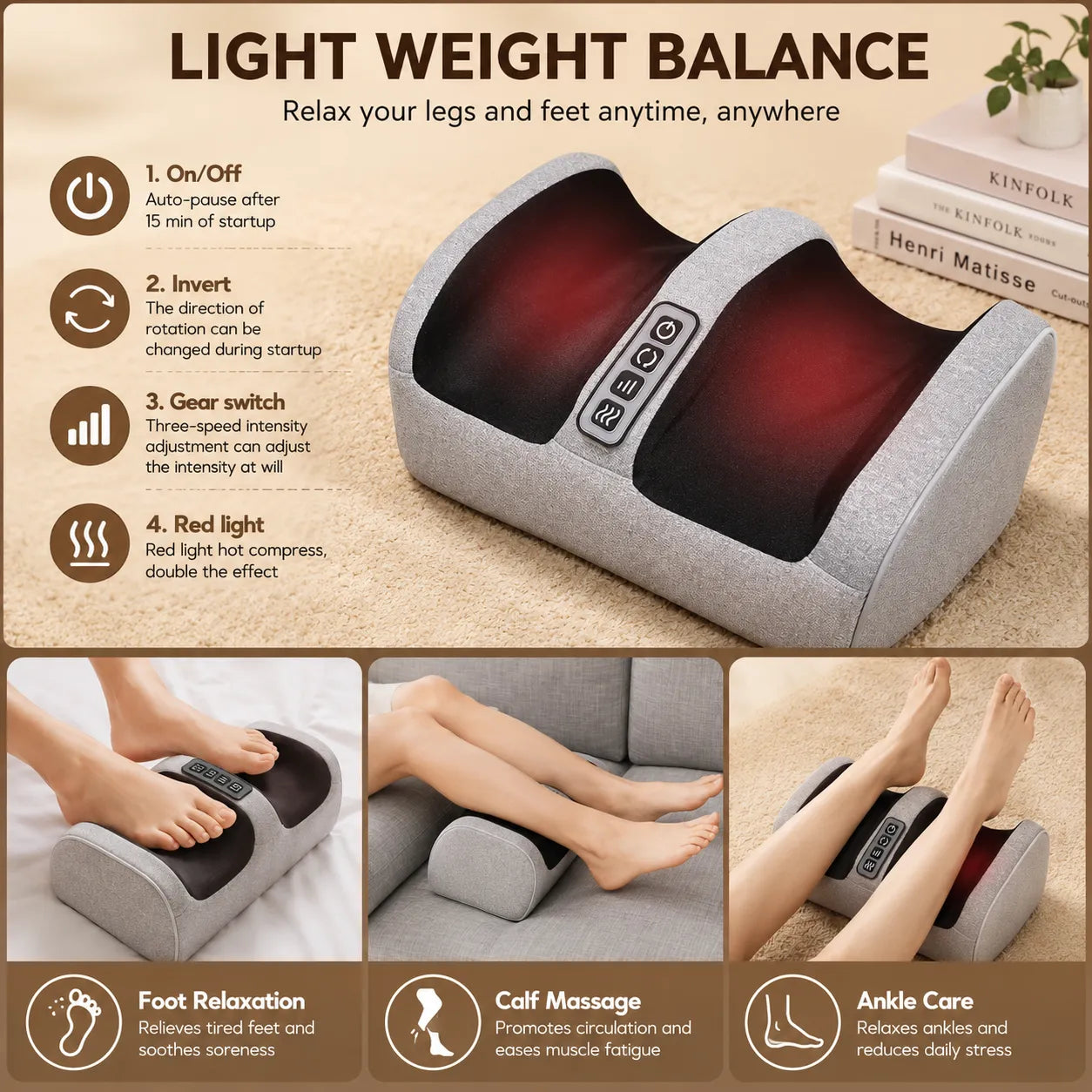 Electric Foot Massager with Heat UAE - Kneading & Vibration Foot Relaxation Machine