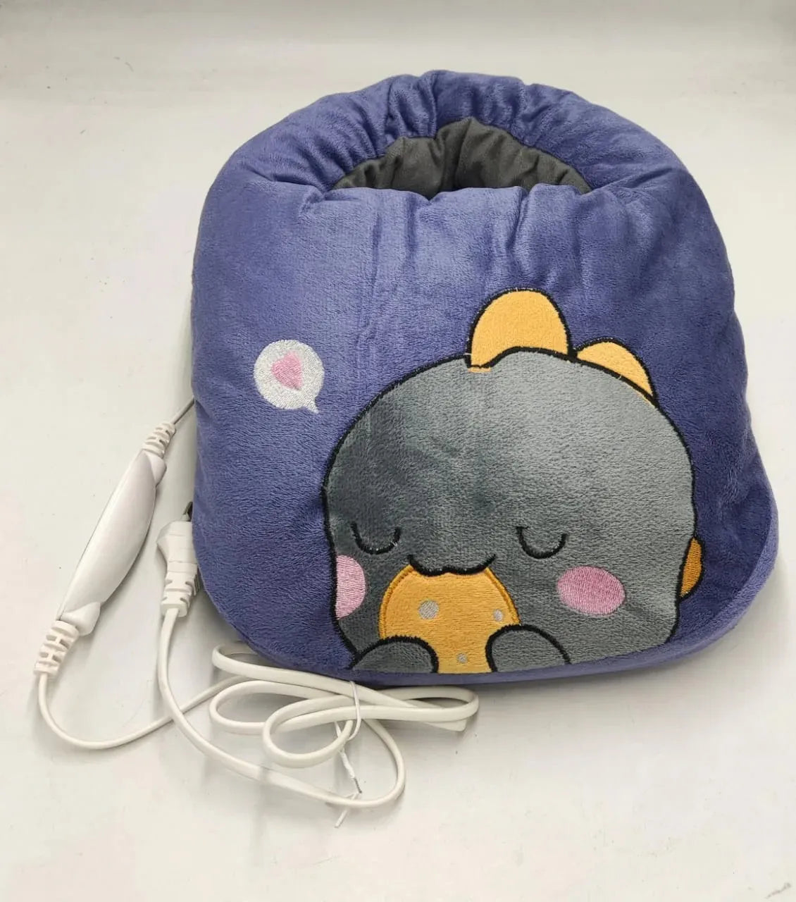 Plush Electric Foot Warmer Massager UAE - Heated Grey Foot Cushion with Vibration