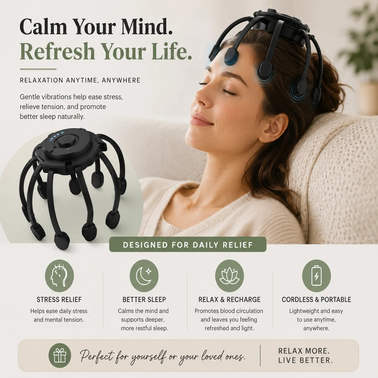 360° Ultra Head Scalp Massager UAE - Electric 3 Mode Portable Head Massage Tool
