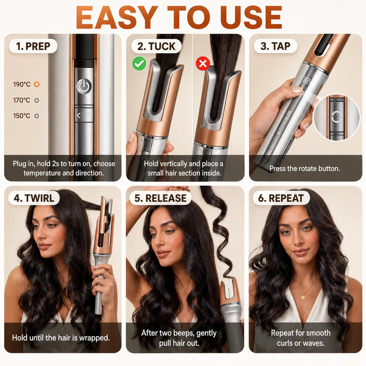 SHEGLAM HAIR It-Curl One-Touch Automatic Hair Curler UAE - Ceramic Instant Curling Iron