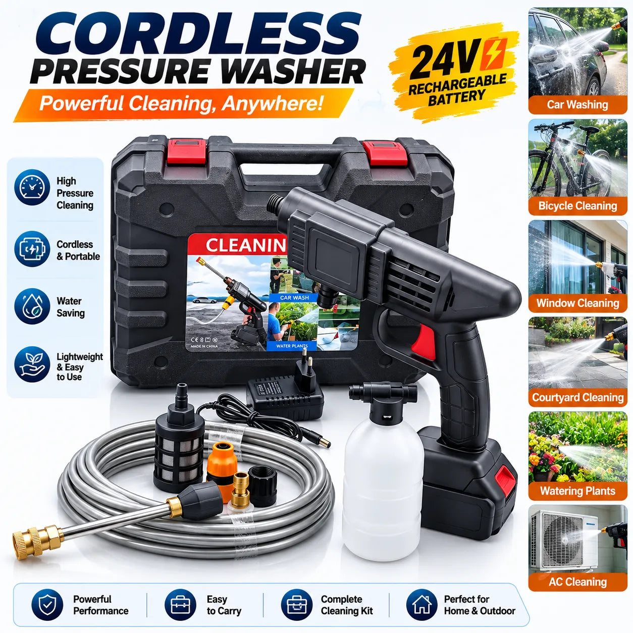 Cordless Pressure Washer UAE – Portable Rechargeable Car Washer