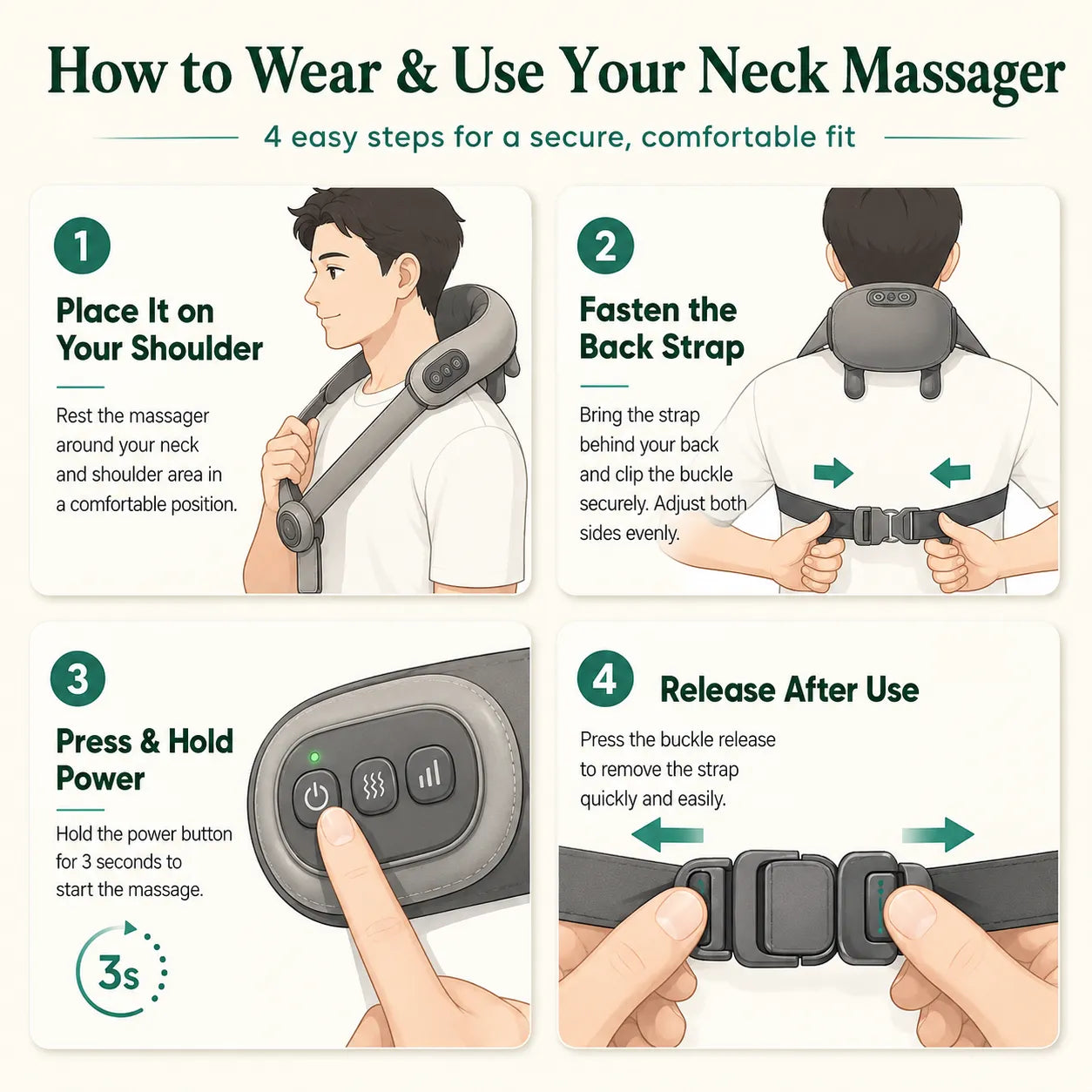 Shoulder & Neck Massager UAE - 4D Kneading Portable Massager with Heat