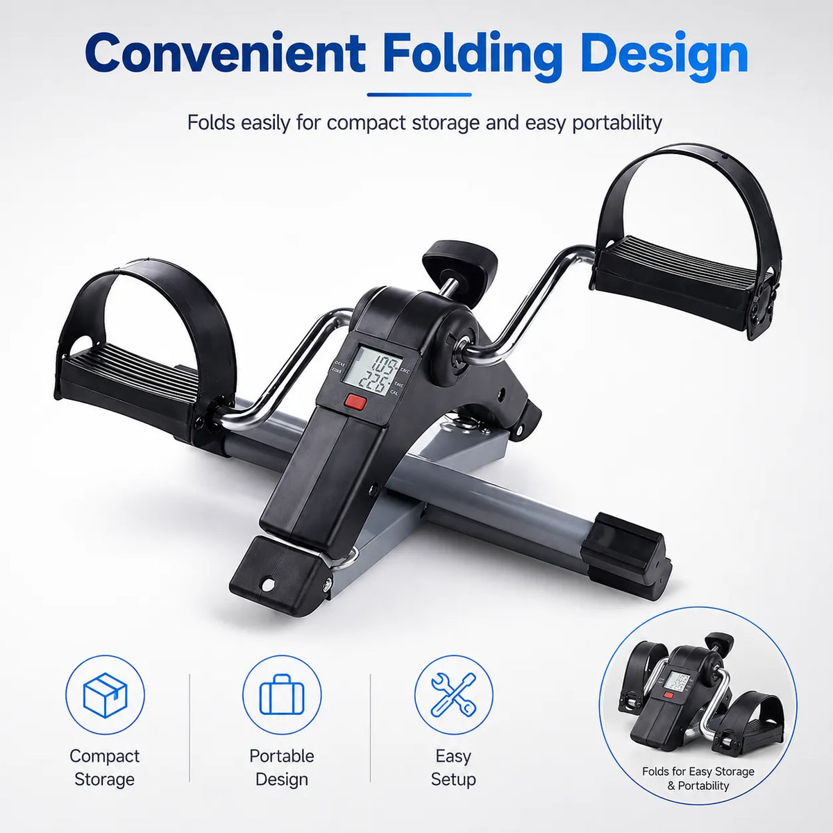 Mini Portable Exercise Bike with LCD Display