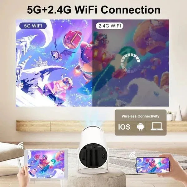Smart Mini Android Projector UAE - 180° Rotating WiFi 6 Portable Home Cinema Projector