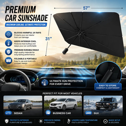 Car Windshield Sun Umbrella – Foldable UV Protection Sunshade for Cars