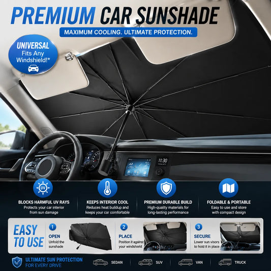Car Windshield Sun Umbrella – Foldable UV Protection Sunshade for Cars