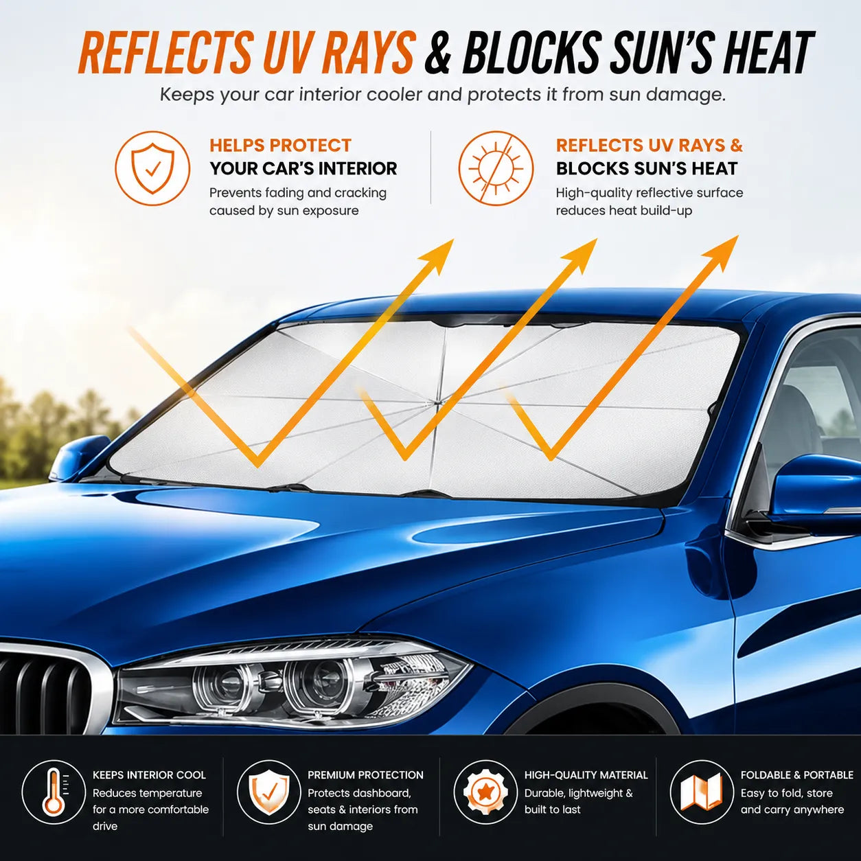 Car Windshield Sun Umbrella – Foldable UV Protection Sunshade for Cars