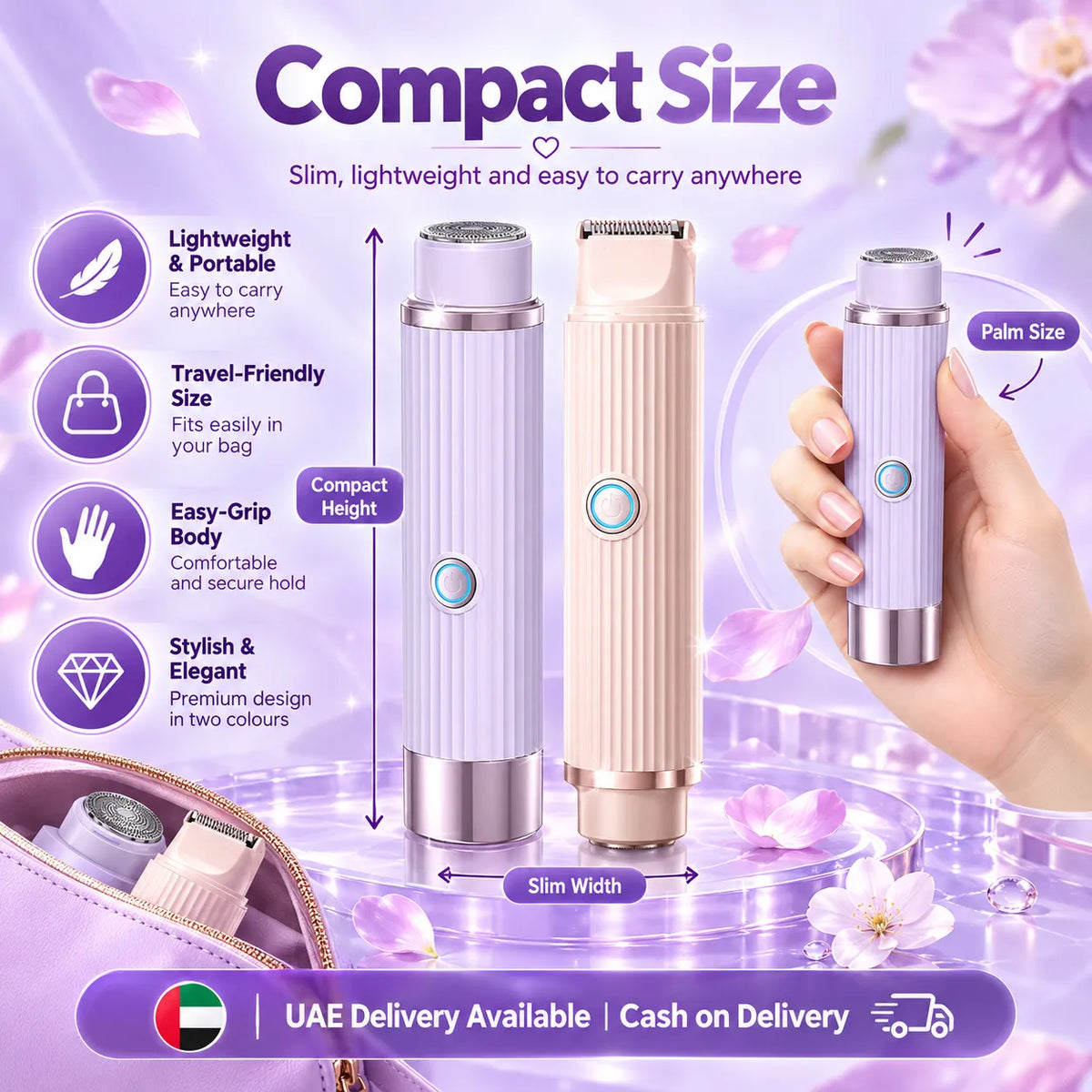 2-in-1 Women’s Electric Razor & Bikini Trimmer – Wet & Dry Rechargeable Shaver